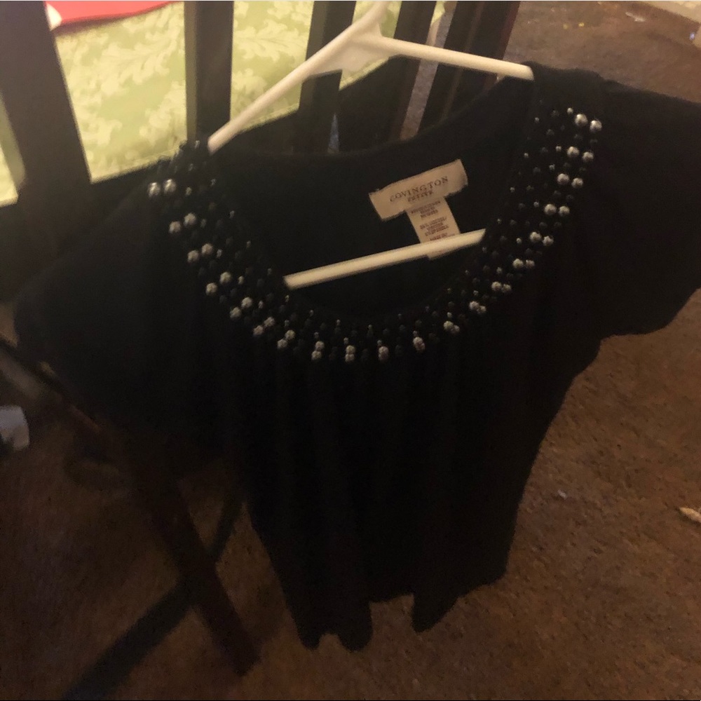 Black with pearl detail shirt